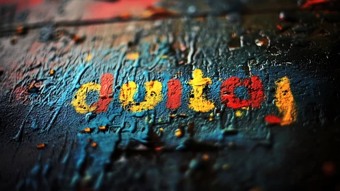 Macro analysis of textured neon graffiti typography surface.