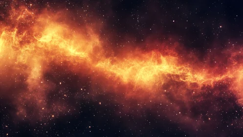 Luminous interstellar gas filament arcs diagonally through starfield