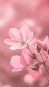 Delicate Pink Cosmos Blooms with Soft Focus Depth.