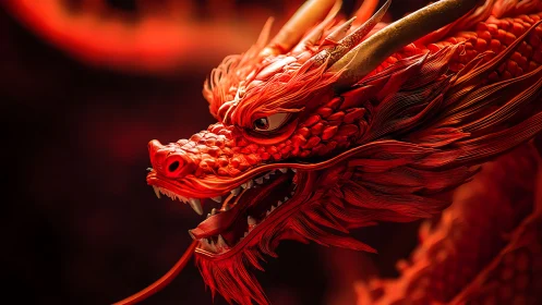 Blazing ember dragon roaring through molten twilight.