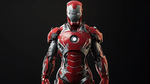 Red and silver armored humanoid figure in frontal view.