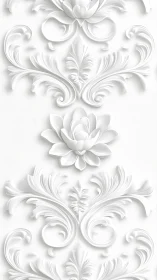 Whispered Baroque Petals in Sculpted Frosted White Relief.
