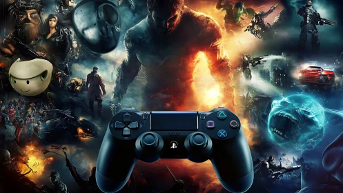 PlayStation controller anchors explosive gaming montage