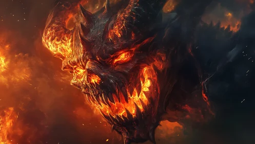 Infernal horned demon portrait in dynamic digital painting.
