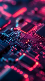 Neon circuitry river glows across a cyberpunk motherboard night.