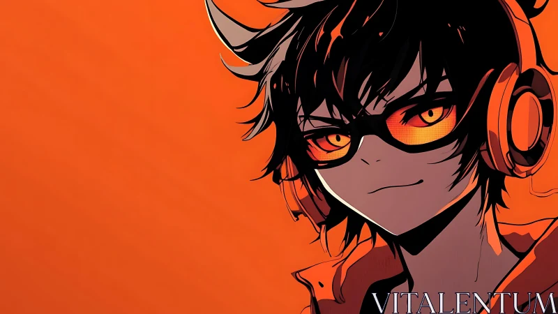Stylized character portrait with orange monochrome palette