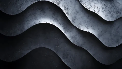 Layered metallic waves with textured monochrome gradients.