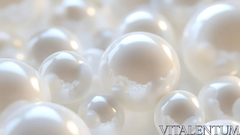 Pearl-bright spheres drift through a creamy dreamscape glow.