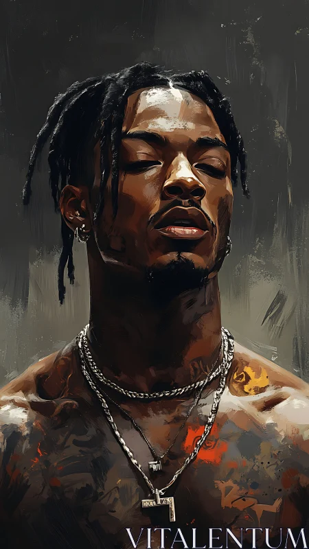 Calm portrait of a soulful man glowing in reflective light.