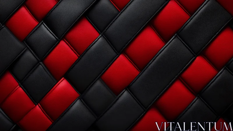 Modern red and black leather quilted weave abstract background.
