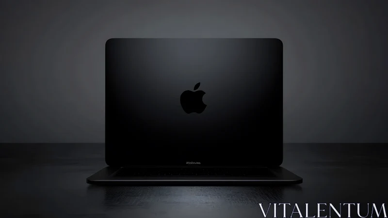 Midnight-black laptop glows softly in a moody studio hush.