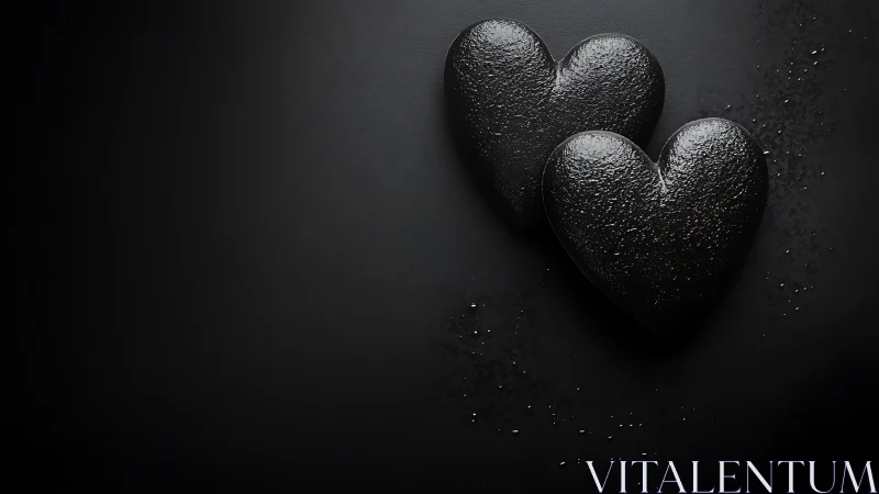 Glistening Hearts Resting on Darkness