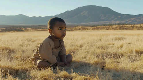 Quiet desert morning with a thoughtful little explorer.