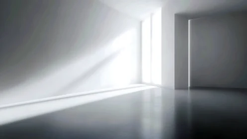 Sunlit minimalist room with stark geometric shadows.