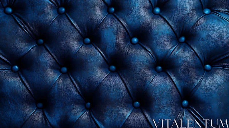 Midnight sapphire tufted leather, glowing with quiet drama.