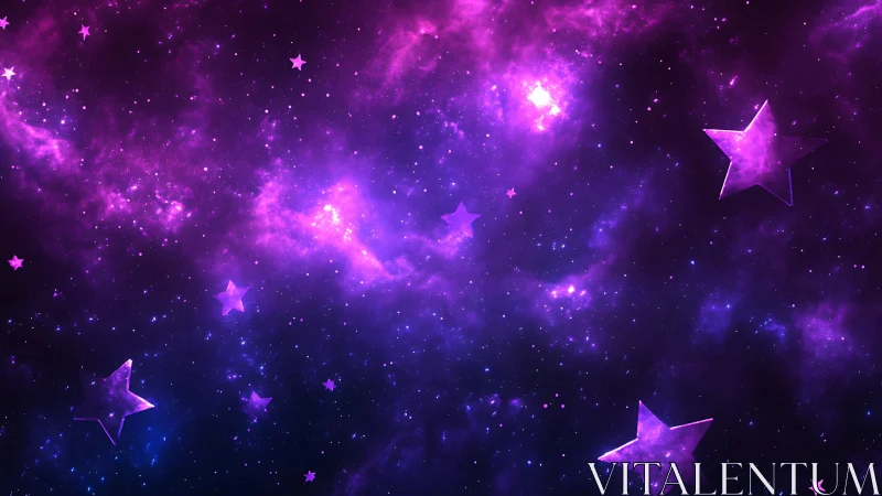 Dreamy violet galaxy sprinkled with playful crystal stars.