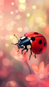 Ladybird drifts through a nectared galaxy of pastel bloom