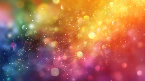 Chromatic bokeh nebula with radiant multicolor particle field.