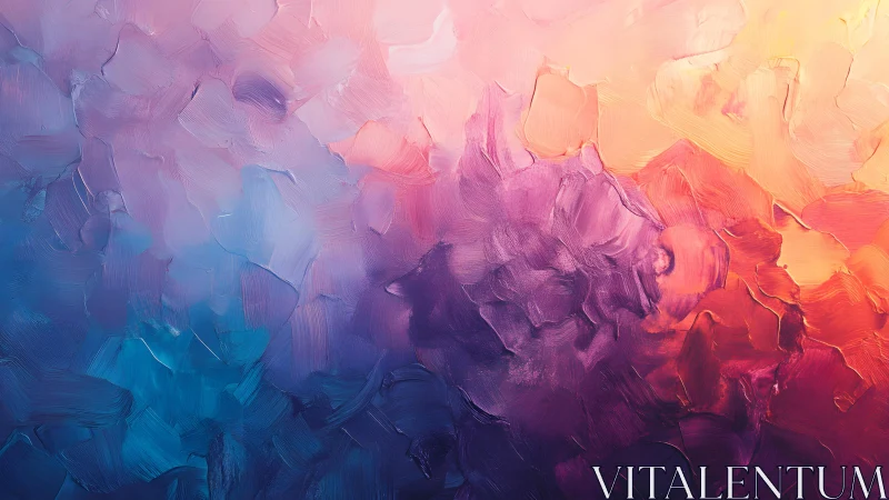 Abstract oil painting with blue, purple, and orange brush strokes.