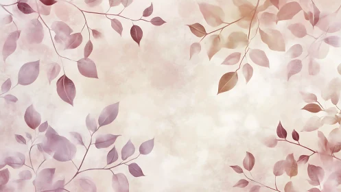 Soft botanical leaf border in muted blush gradient watercolor.