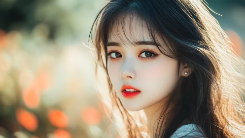 Digital portrait of young woman in soft outdoor backlight