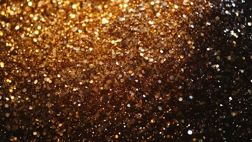 Shimmering golden glitter texture in abstract festive bokeh style.