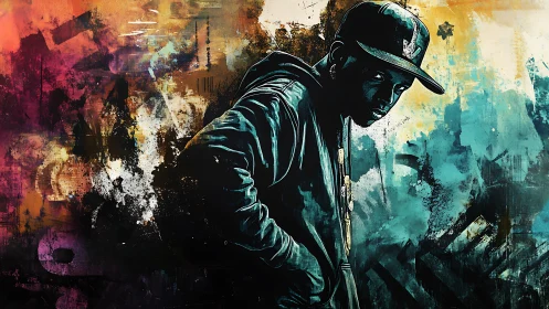 Urban dreamer in a splash of color and streetlight glow.