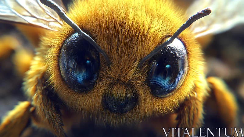 Hyper-detailed macro close-up renders a bee’s iridescent eyes
