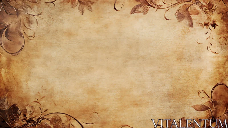 Vintage parchment background with floral corner ornaments.