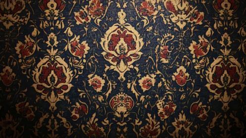 Ornate damask textile pattern reveals rich baroque floral symmetry
