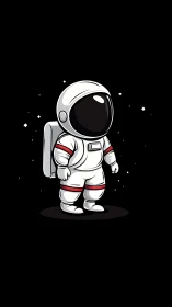 Tiny stargazing astronaut drifts in velvet cartoon cosmos.