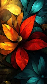 Multicolor floral abstraction with layered luminous petals.