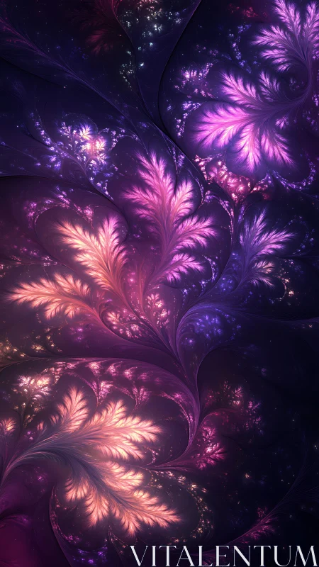Spectral fractal foliage with luminous iterative branching field.