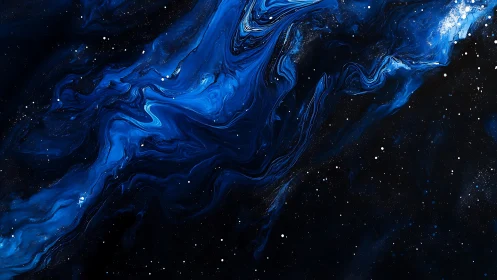 Nebulous blue rivers quietly reshape a star-salted void