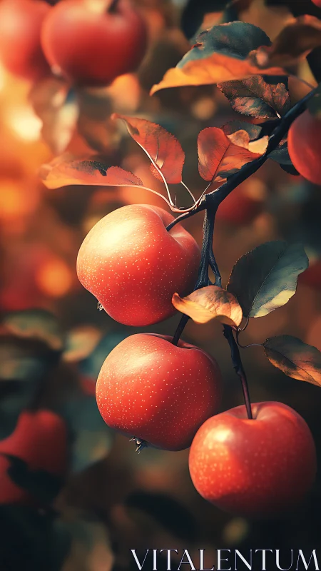Sunlit orchard jewels glowing on a dreamy harvest branch.