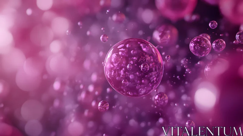 Abstract close-up of floating pink bubbles in dreamy light.