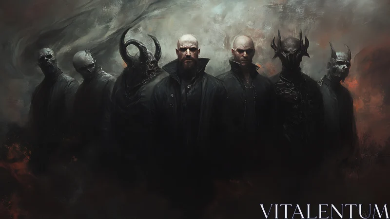 Shadowed guardians in dark coats share a quiet, brooding pact.