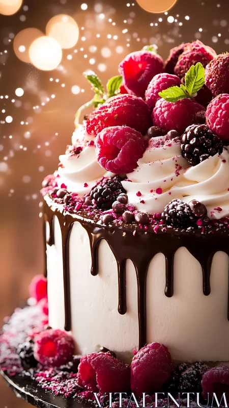 Decadent Berry Chocolate Cake with Sparkle.