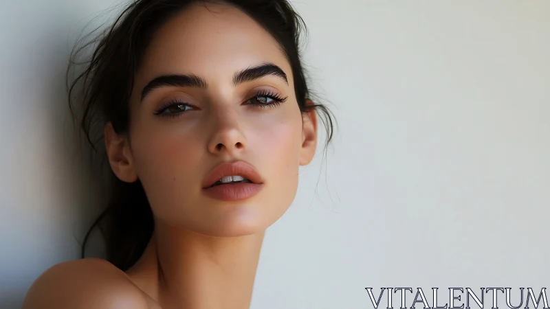 Soft daylight portrait of serene gaze and sculpted grace.