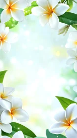 Plumeria Blossom Border Composition with Soft-Focus Luminous Gradient