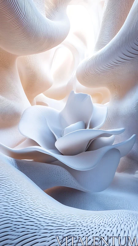 Digital white rose structure emerges within textured cavity