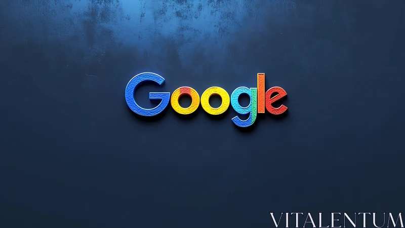 Google Logo 3D Neon Rendering on Textured Dark Background.