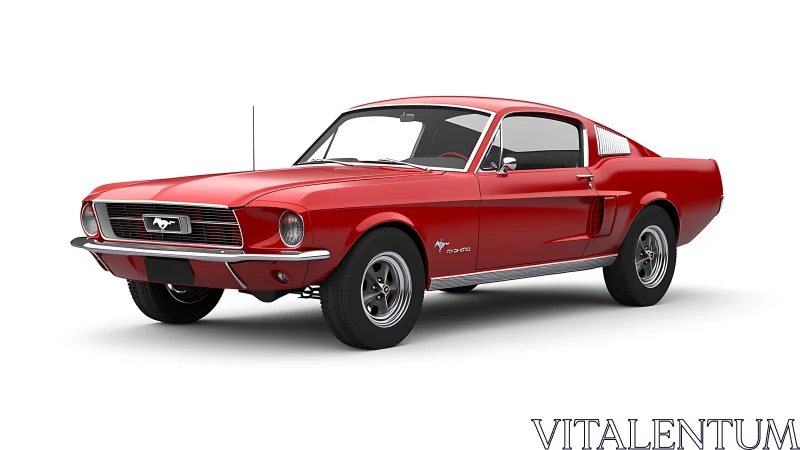 Classic red Mustang fastback glowing with timeless charm.