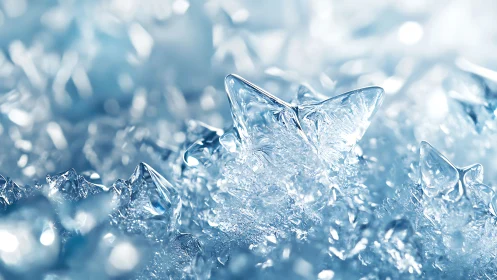 Macro study of translucent ice crystals in cool light.