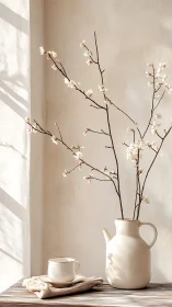 Soft morning light warms simple blossoms in a calm corner