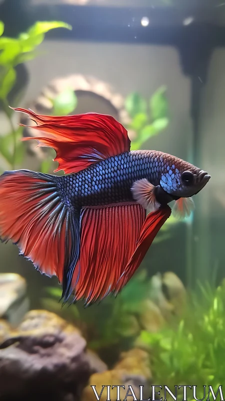 Photorealistic betta fish portrait with flowing fin dynamics.