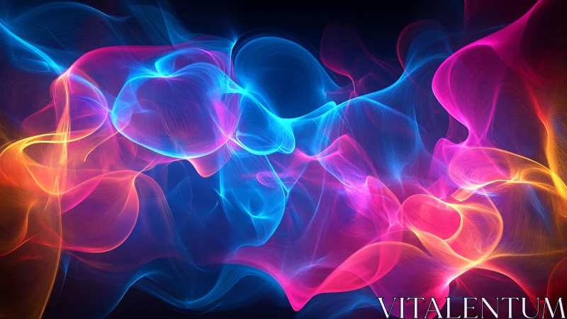 Neon light waves drift through radiant abstract space.
