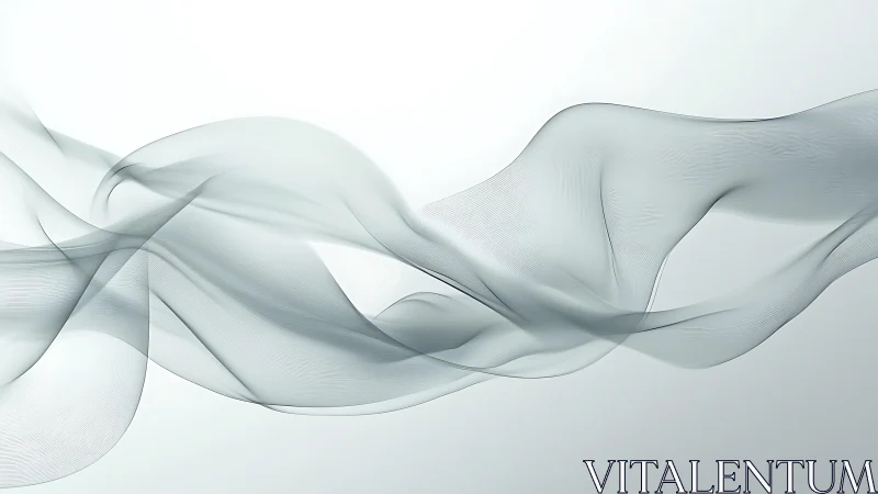 Elegant Abstract Grey Smoke Wave on Minimalist White Background.