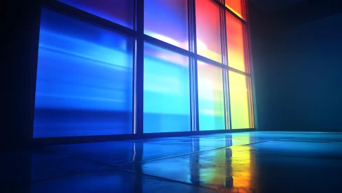 Vibrant Digital Window Light in Modern Minimalist Room Scene.