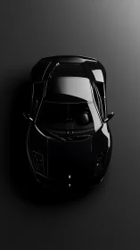 Top-down view of black sports coup&eacute; on dark surface.